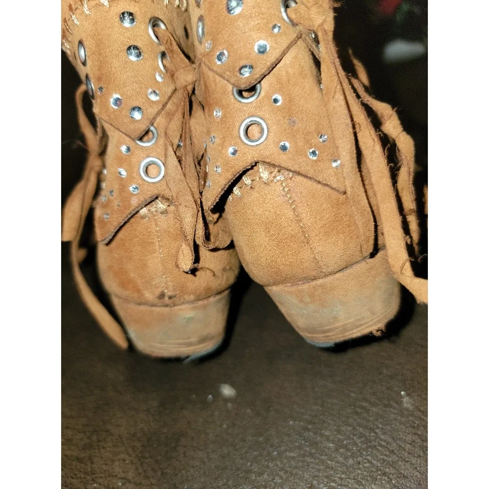 Justice fringe western‎ style boots girls size 1